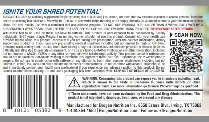 إيفوجين مسحوق Evoburn Elite Thermogenic: يعزز عملية التمثيل الغذائي ويحرق الدهون - 30 وجبة