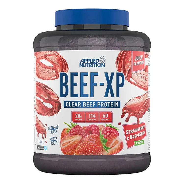 Applied Nutrition Beef XP - Clear Hydrolysed Beef Protein Isolate, Fruit Juice Style, Dairy Free Beef Protein Powder, Lactose Free, Zero Sugar, Low Fat, 1.8kg - 60 Servings Applied Nutrition