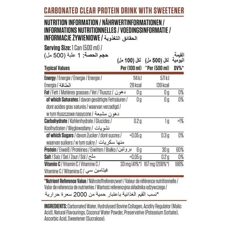Applied Nutrition Beef XP Clear Protein Drink, Millions Cola, 1 Can, 30g High quality Protein Applied Nutrition