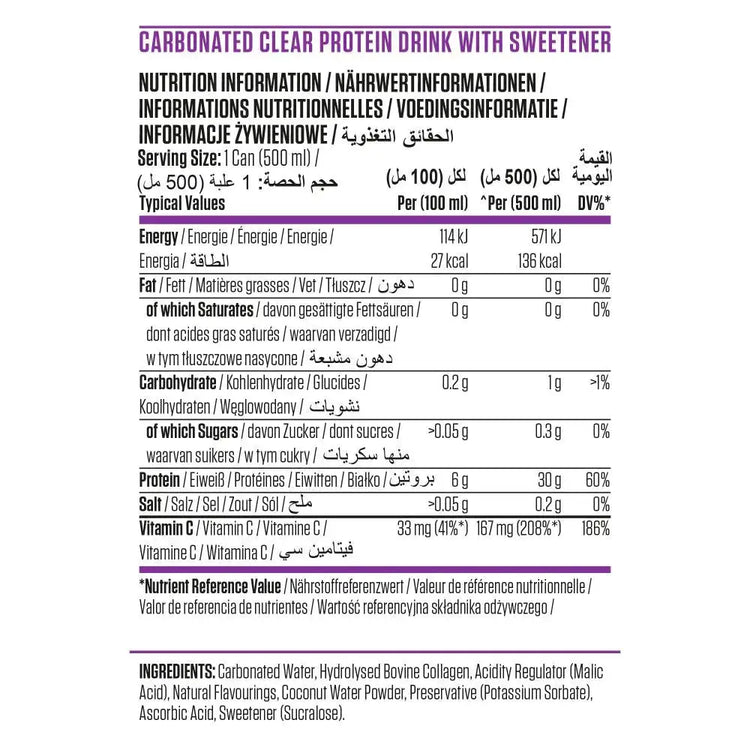 Applied Nutrition Beef XP Clear Protein Drink, Millions Cola, 1 Can, 30g High quality Protein Applied Nutrition