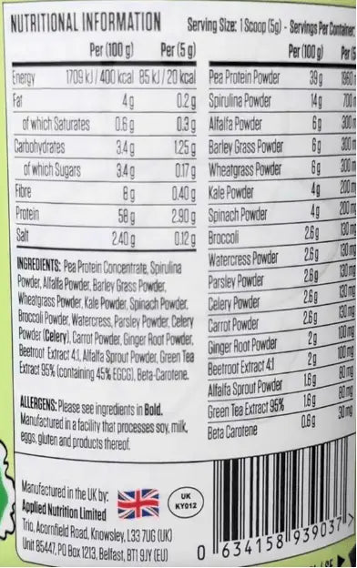 Applied Nutrition Critical Greens - Super Greens Powder, Boost Your Immune System with Superfood Nutrients, Vegan (150g - 30 Servings) Applied Nutrition