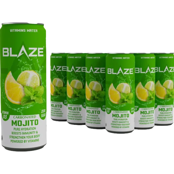 BLAZE Vitamins Water – Zero Sugar Carbonated Hydration 12x355ml Puzzle Supps