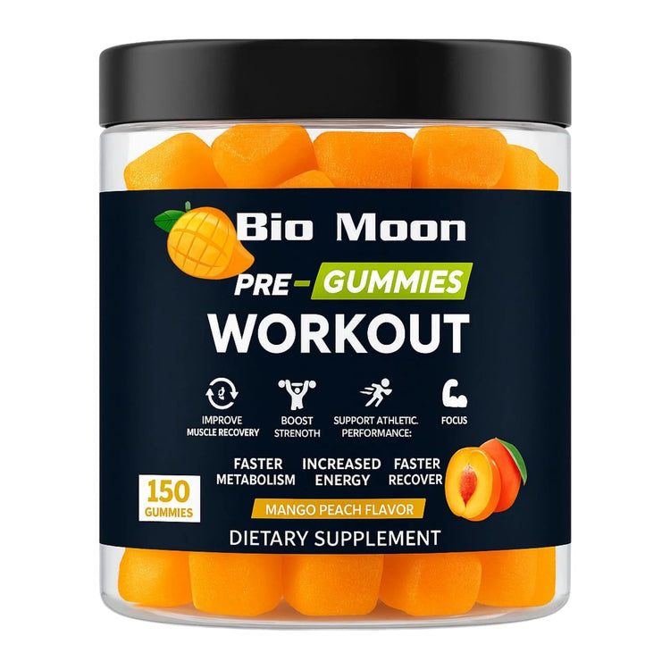 Bio Moon Pre-Workout Gummies – Mango Peach 150 gummies Puzzle Supps