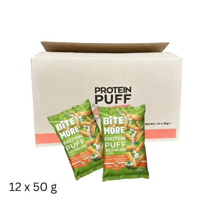 Bite & MORE Vegan Protein Puff - Nutrient-Rich Snack | High Protein Snack with Fiber | Gluten-Free | (12x50g) Box Bite & More