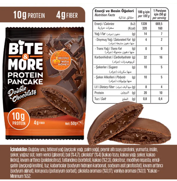 Bite & More High-Protein Pancake (10g Protein) - Muscle Recovery & Sustained Energy 50g each Bite & More