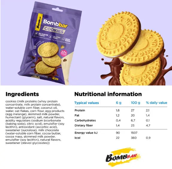 Bombbar Cookies Gluten Free Protein Cookies with Chocolate 100g Bombbar