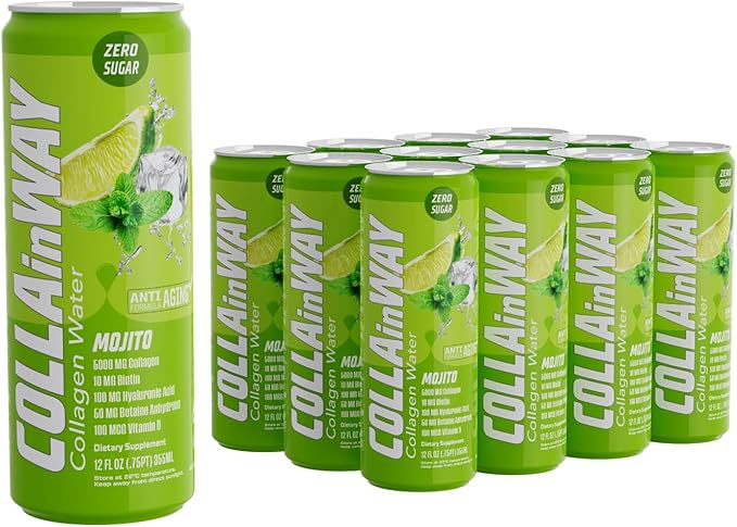 COLLAinWay Collagen Drink 5000mg – Zero Sugar | Hair, Skin, Nails & Joint Support | With Biotin, Hyaluronic Acid, Glutathione, L-Carnitine, Vitamin D & Calcium (Pack of 12) Puzzle Supps
