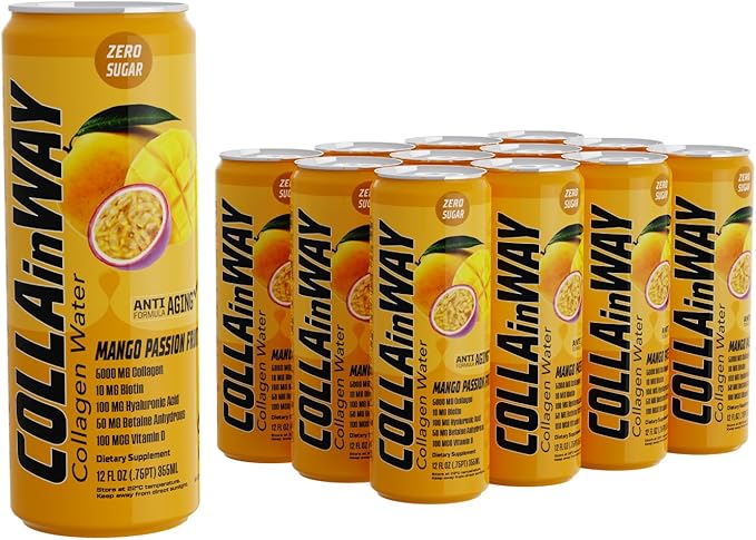COLLAinWay Collagen Drink 5000mg – Zero Sugar | Hair, Skin, Nails & Joint Support | With Biotin, Hyaluronic Acid, Glutathione, L-Carnitine, Vitamin D & Calcium (Pack of 12) Puzzle Supps