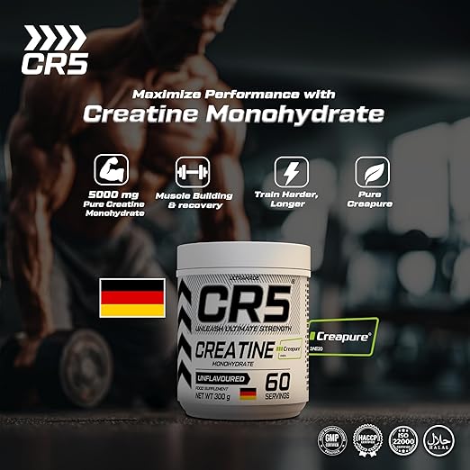 CR5 Creapure® Creatine Monohydrate Powder – Micronized, Pharmaceutical Grade | Unflavoured, 5000mg Per Serving, 60 Servings (300g) ultamade