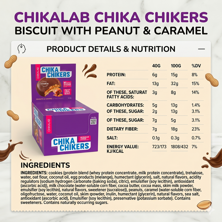 Chikalab Chika Chikers Cookie | Peanut & Caramel | 10x40g Chikalab