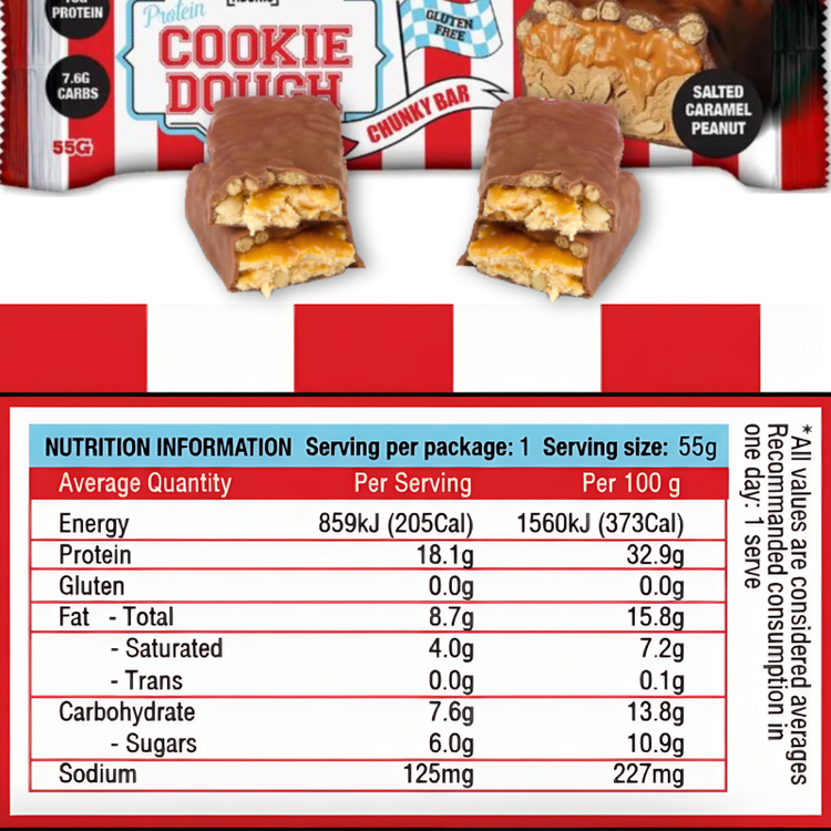Adonis Protein Cookie Dough Bar – High Protein Snack for Muscle Recovery, Sustained Energy and Guilt-Free | Box 12X55g- 660g
