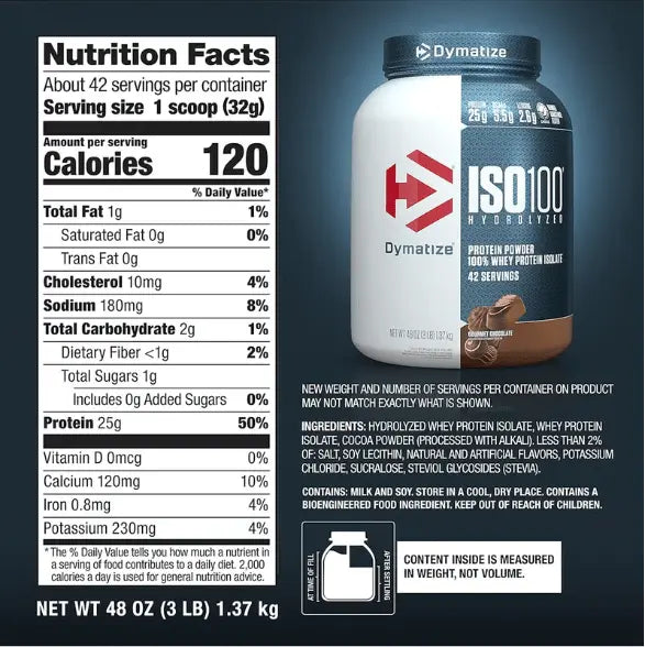 Dymatize ISO 100 Hydrolyzed : Protein & BCAAs – Delicious Flavors in a 3lb- 1.3kg 42 servings Dymatize