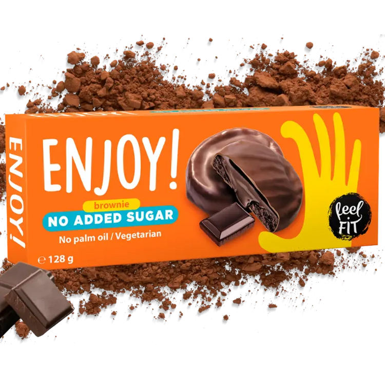 Feel Fit Enjoy Brownie No added Sugar| No Palm oil| Vegetarian 128g Puzzle Supps