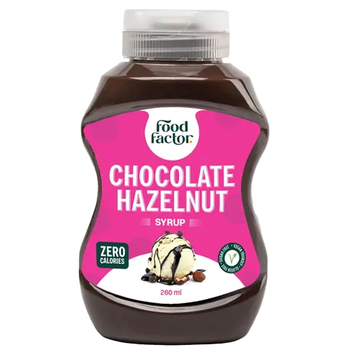 Food Factor Chocolate Hazelnut Syrup Made in Italy, Zero Sugar, Low Calorie,260ml FOOD FACTOR