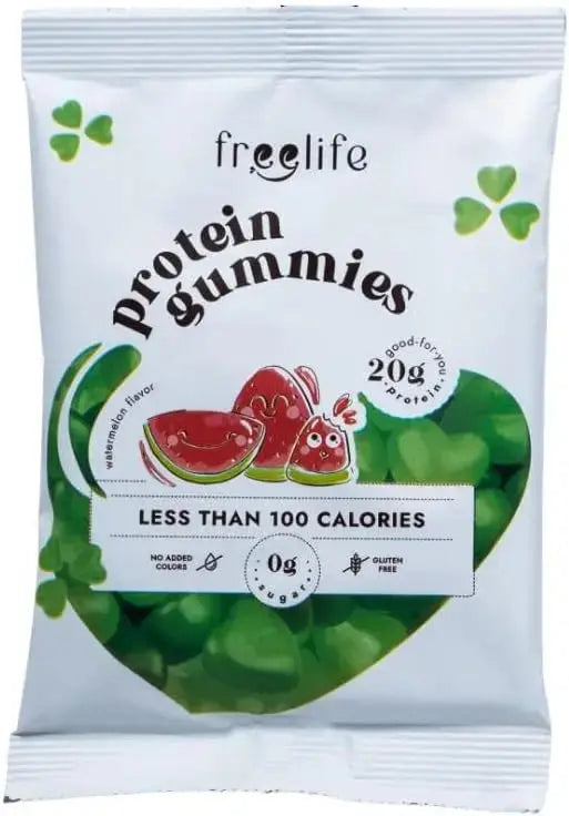 Free Life Gummies, High Protein 20g - Gluten Free, Zero Sugar, Low Carb 4.5g, Snack, 32g Pack Puzzle Supps