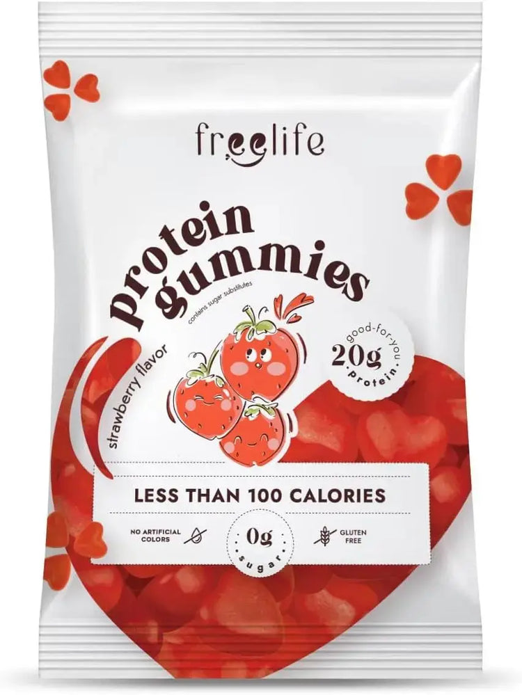 Free Life Gummies, High Protein 20g - Gluten Free, Zero Sugar, Low Carb 4.5g, Snack, 32g Pack Puzzle Supps