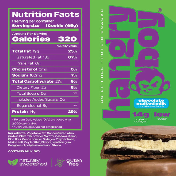 Hangry Boy Protein Cookie Sandwich – 14 g Protein, 12x65g Puzzle Supps