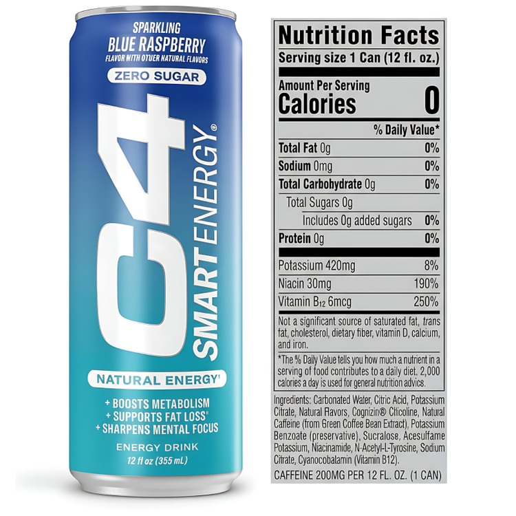 Cellucor C4 RTD Unleash Energy with - Sparkling Smart Energy Drink 355ml | 12-Piece Case