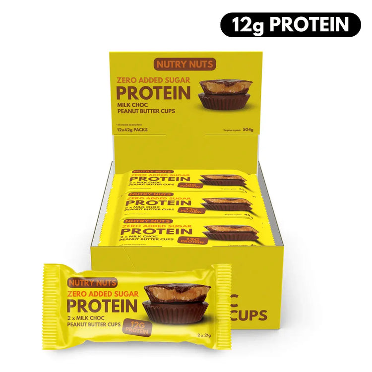 Nutry Nuts Protein Peanut Butter Cups | High Protein Snack | Gluten-Free | No Palm Oil | Delicious Chocolate Treat- 12x42g Nutry Nutz