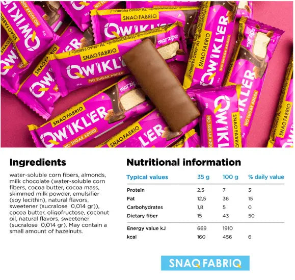 Snaq Fabriq Qwikler Chocolate Bar - Nutty Marzipan Bliss in 12-Pack (420g) Snaq Fabriq