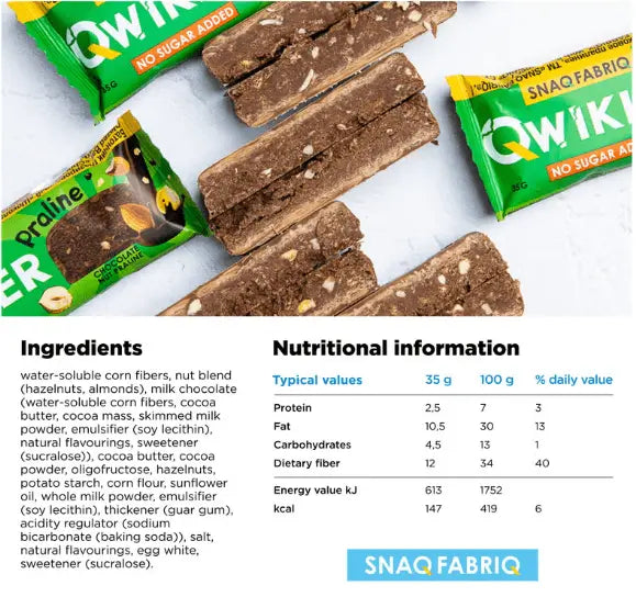 Snaq Fabriq Qwikler Chocolate Bar - Nutty Marzipan Bliss in 12-Pack (420g) Snaq Fabriq