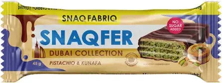 Snaq Fabriq Snaqfer Dubai Collection Chocolate Wafer with Pistachio & Kunafa No Sugar Added 12x45g Puzzle Supps
