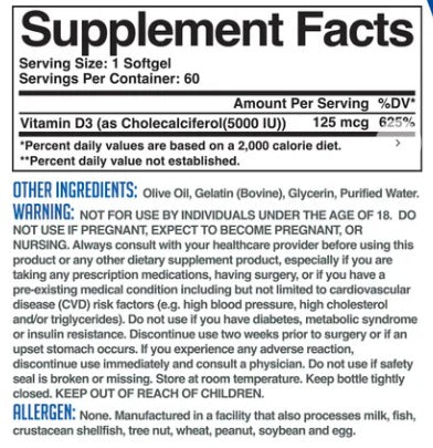 EVOGEN Vitamin D3 60 Softgels