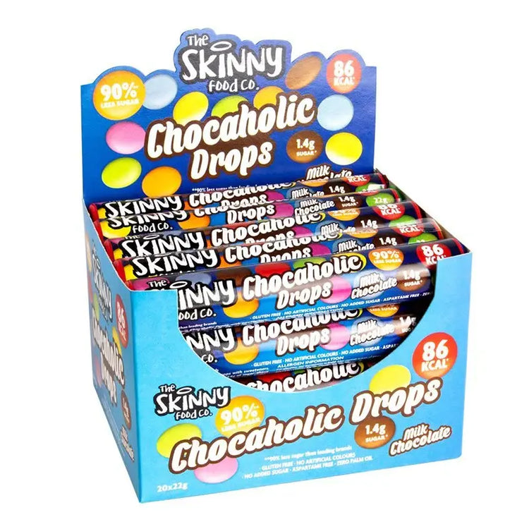 The Skinny Chocaholic Drops Pocket Milk Chocolate 20x22g The Skinny Food Co.