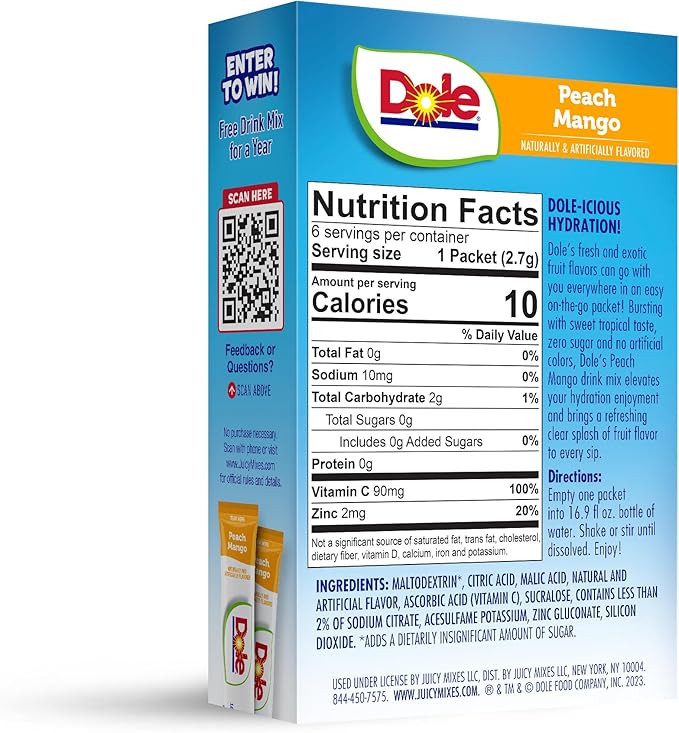 Dole Powder Drink Mix - Sugar Free & Delicious, Makes Water Beverages