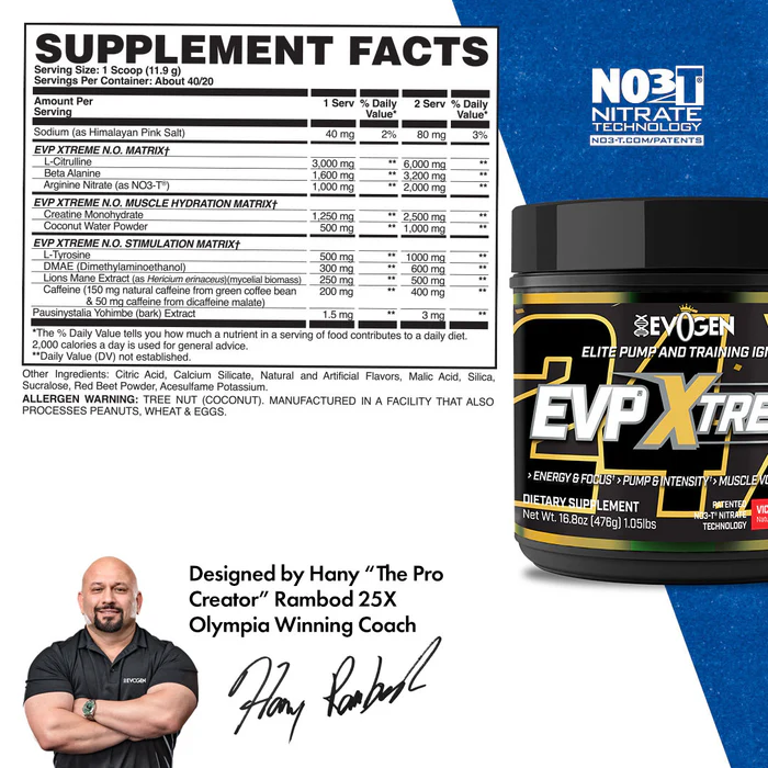 EVOGEN EVP XTREME Best Pre-Workout Supplement in the UAE – Extreme Muscle Pumps, Energy & Focus