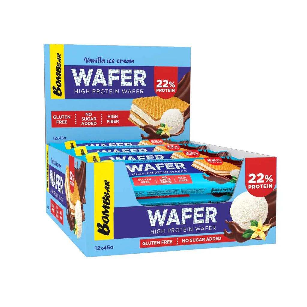 Bombbar High-Protein Wafers: Indulge in Guilt-Free Snacking with Sugar-Free, Gluten-Free Delights (12x45g) Bombbar