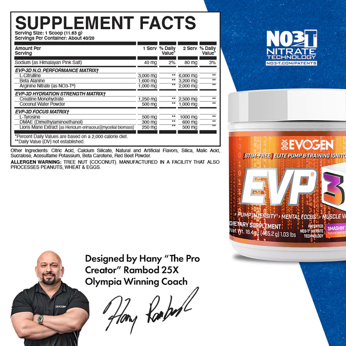 Evogen EVP 3D - The Ultimate Non-Stimulant Pre-Workout for Intense Pumps