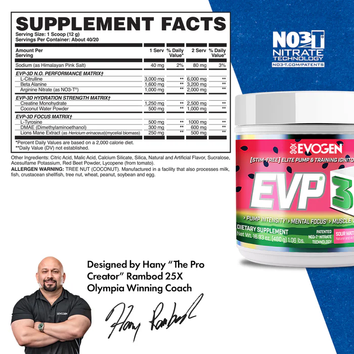 Evogen EVP 3D - The Ultimate Non-Stimulant Pre-Workout for Intense Pumps