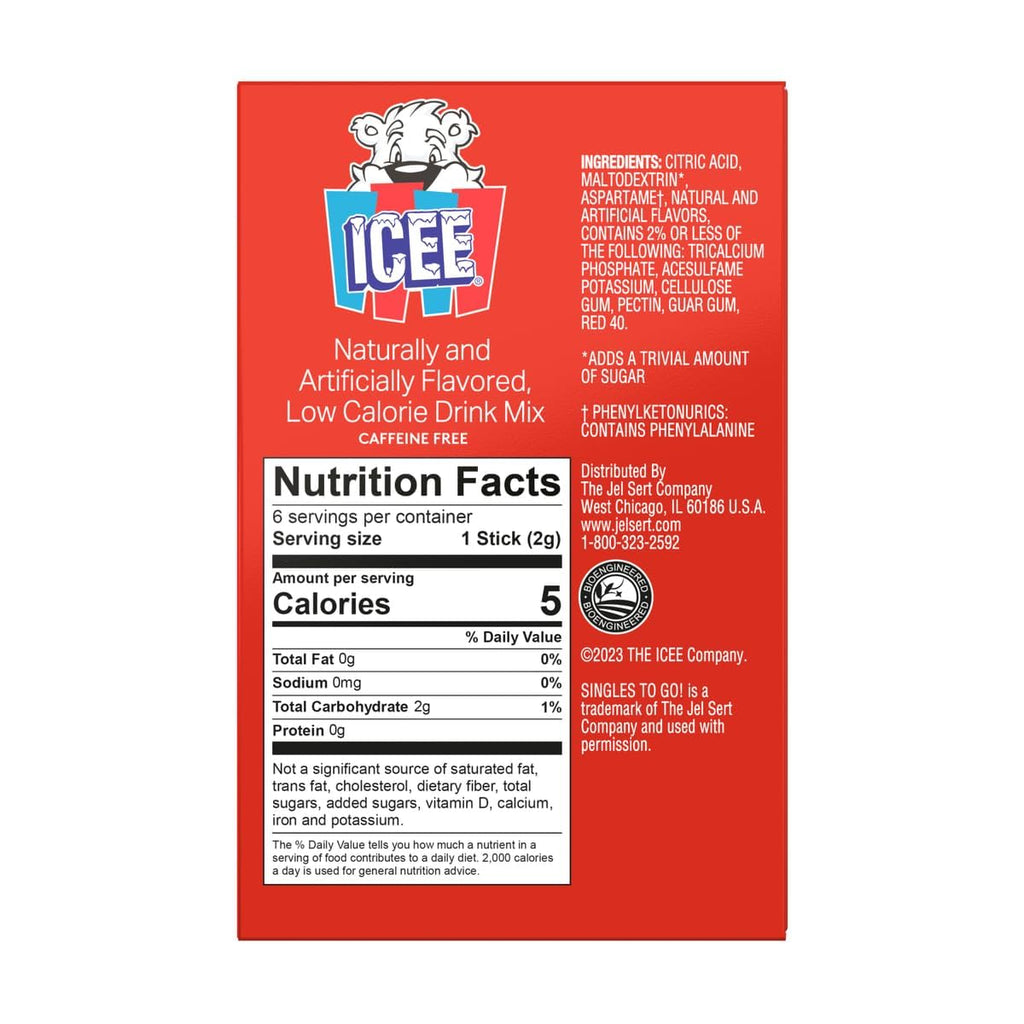 Icee  Zero Sugar Free ~ Drink 6 sticks