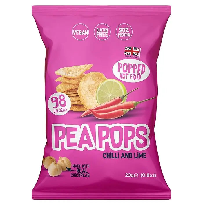 Pea Pops Healthy Protein Chips – Delicious Chikpea Crisps 20% Protein Less Fat, Low Calorie, Gluten Free, Vegan Protein Snacks, Popped (Not Fried) 23g Pea Pops