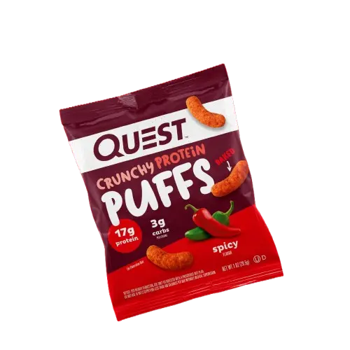 Quest Nutrition Crunchy Protein Puffs, Spicy, 17g Protein, 3g Carbs, Gluten Free, Baked, 10 Count Puzzle Supps