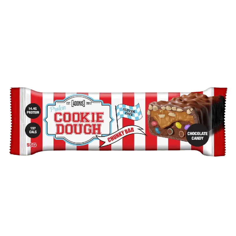 Adonis Protein Cookie Dough Bar – High Protein Snack for Muscle Recovery, Sustained Energy and Guilt-Free | Box 12X55g- 660g Adonis