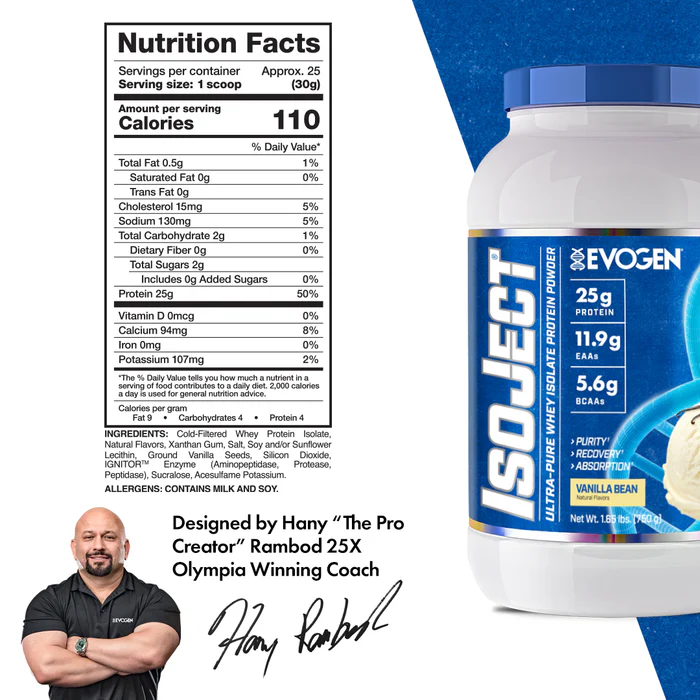 EVOGEN ISOJECT Ultra-Pure Whey Isolate – Low Calorie, Zero Sugar, Gluten-Free- 910g