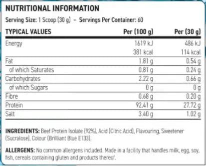 Applied Nutrition Beef XP – Dairy-Free Clear Beef Protein Isolate, Lactose Free, Zero Sugar, Low Fat, 1.8kg - 60 Servings Applied Nutrition