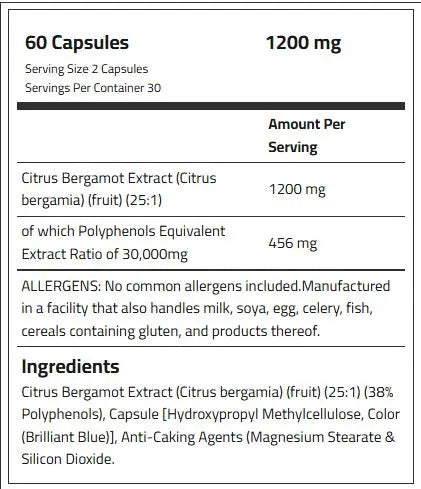 Applied Nutrition Citrus Bergamot 25:1 Extract, 1200 mg, 60 Capsules, Helps Maintain Normal Cholesterol Levels Applied Nutrition