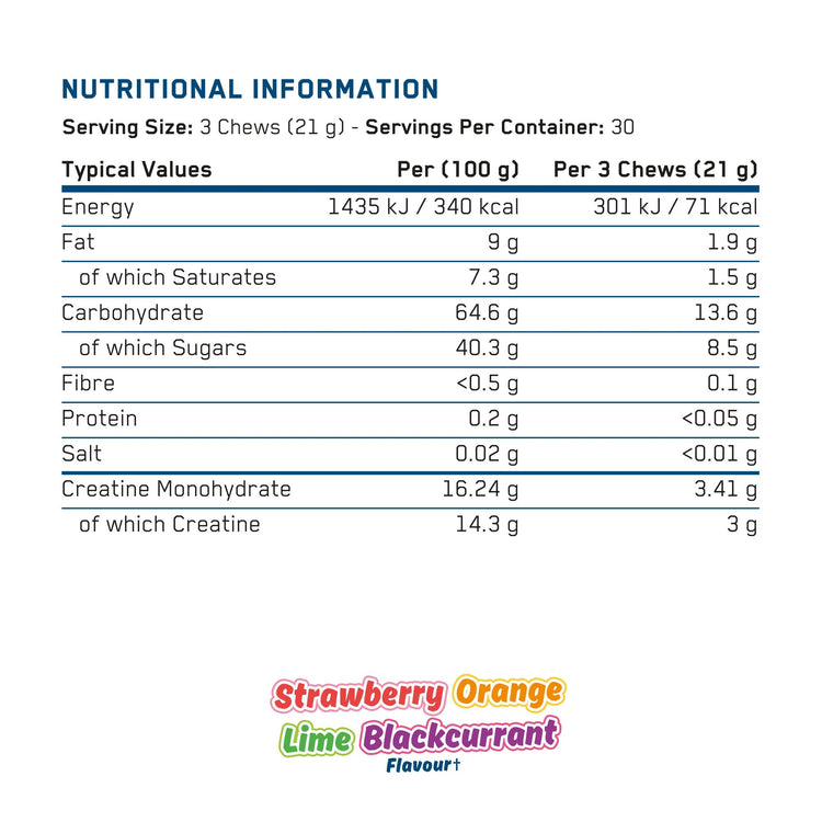 Applied Nutrition Creatine Chews 3g Creatine • 90 Soft Chews • 30 Servings Applied nutrition