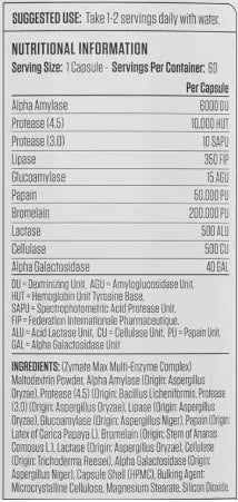 Applied Nutrition Digestive Enzyme, 60 Capsules, LACTASE– Used to Break Down Lactose Applied Nutrition