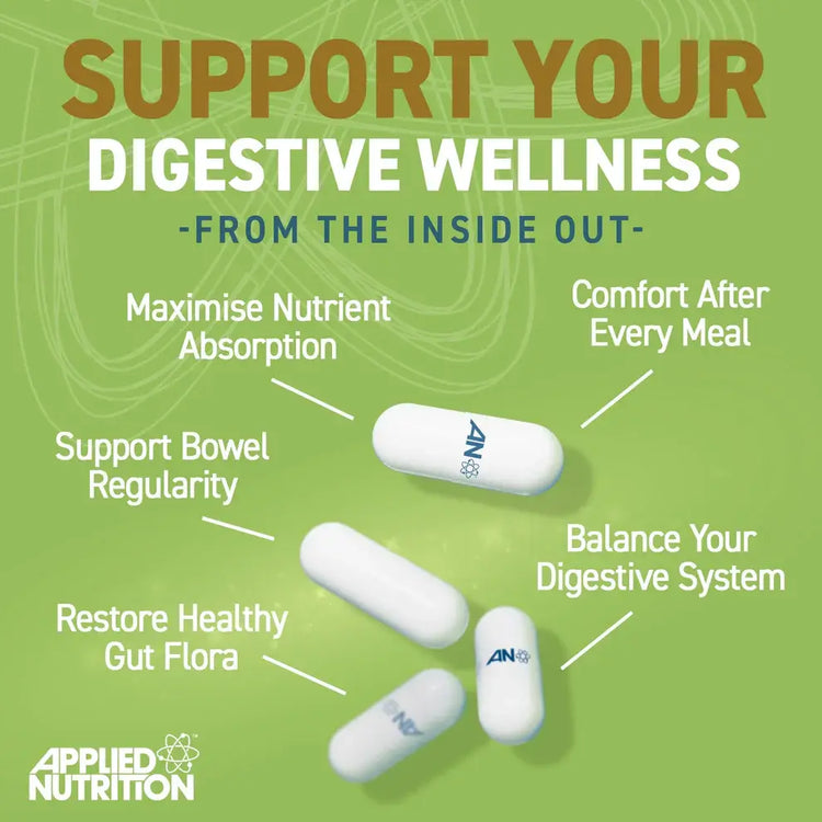 Applied Nutrition Gut Health Capsules – Probiotics, Prebiotics & Digestive Enzymes (60 Capsules) Puzzle Supps