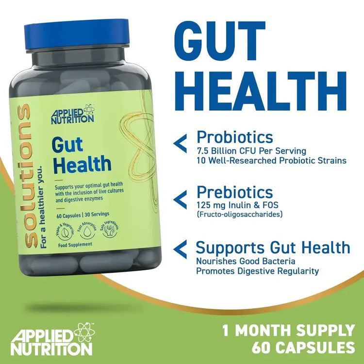 Applied Nutrition Gut Health Capsules – Probiotics, Prebiotics & Digestive Enzymes (60 Capsules) Puzzle Supps