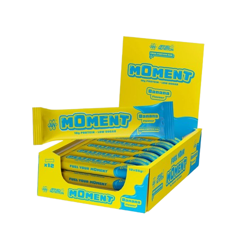 Applied Nutrition Moment Bar Up to 19g Protein per bar • Low Sugar • High in Fibre 12x55g Applied nutrition