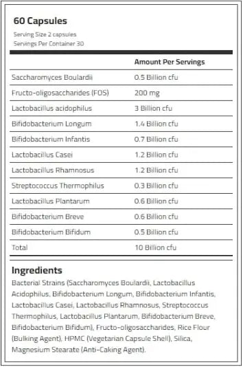 Applied Nutrition Probiotic Advanced Multi Strain Formula, 60 Capsules Applied Nutrition