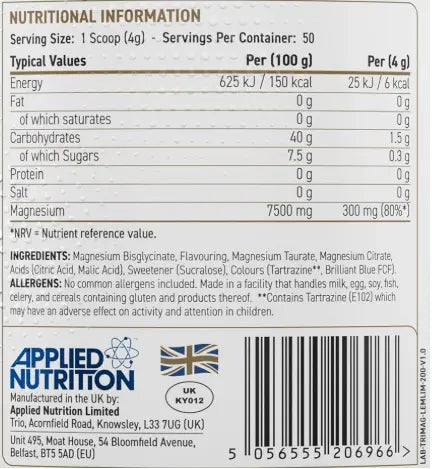 Applied Nutrition tri-Magnesium Powder, 200 Gm, Reduce Tiredness & Fatigue Applied Nutrition