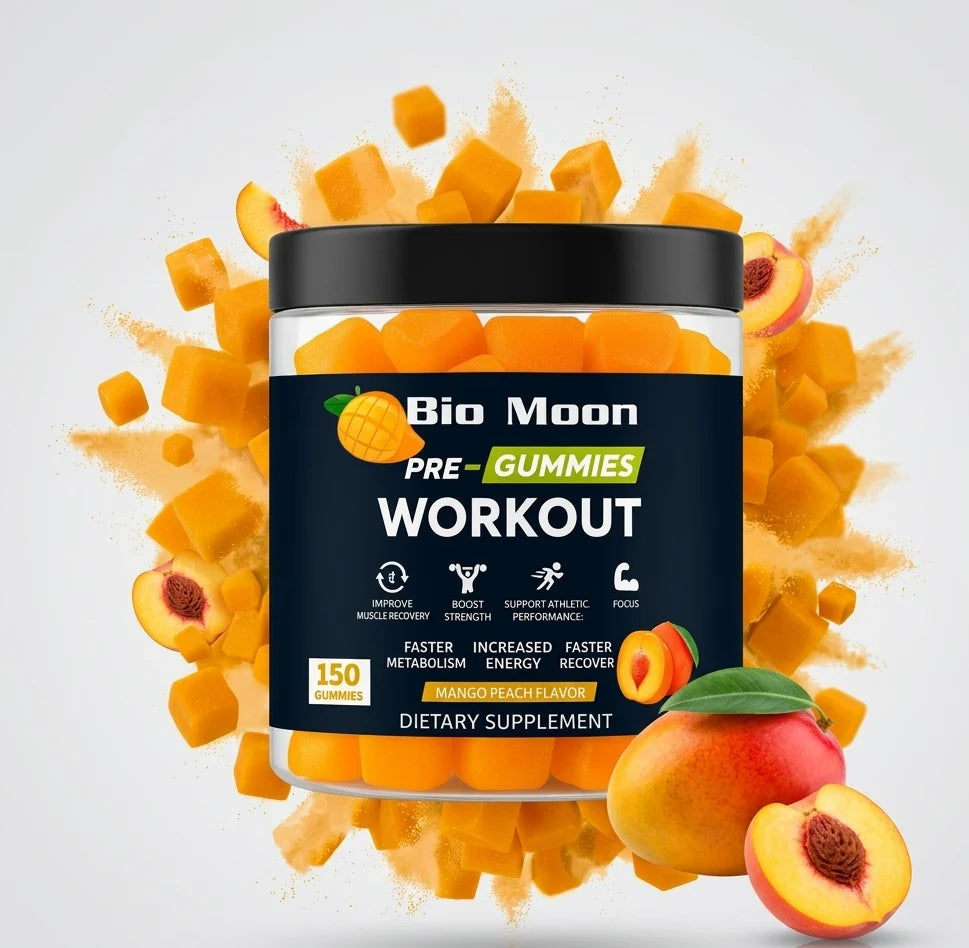 Bio Moon Pre-Workout Gummies – Mango Peach 150 gummies Puzzle Supps