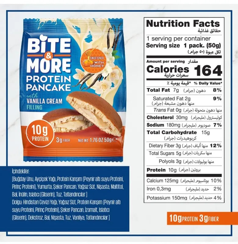 Bite & More High-Protein Pancake (10g Protein) - Muscle Recovery & Sustained Energy 50g each Bite & More
