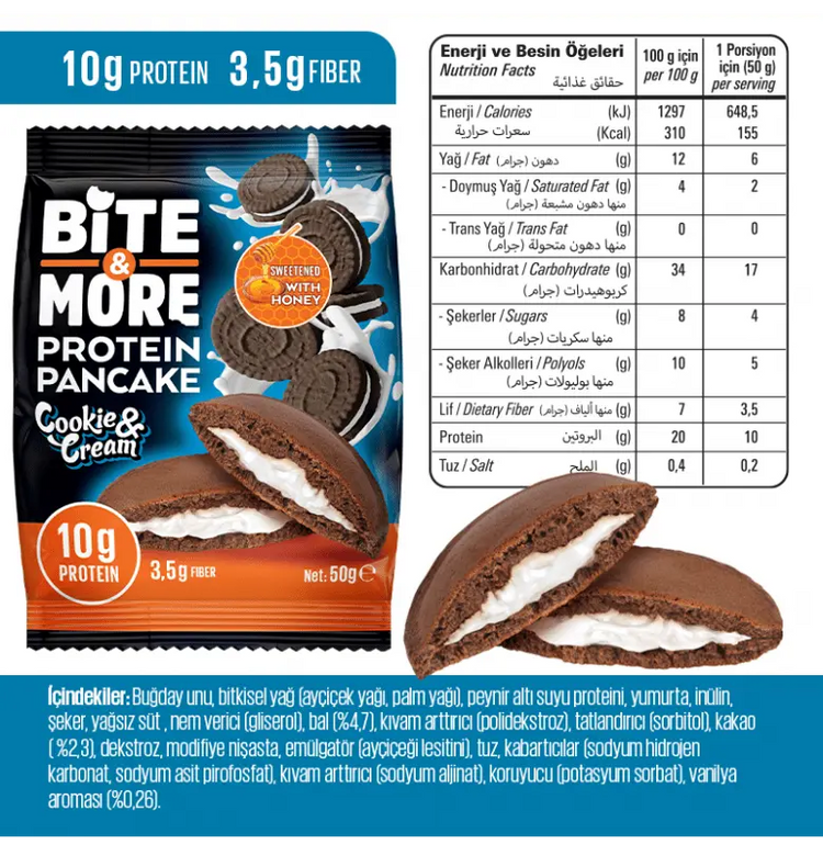 Bite & More High-Protein Pancake (10g Protein) - Muscle Recovery & Sustained Energy 50g each Bite & More